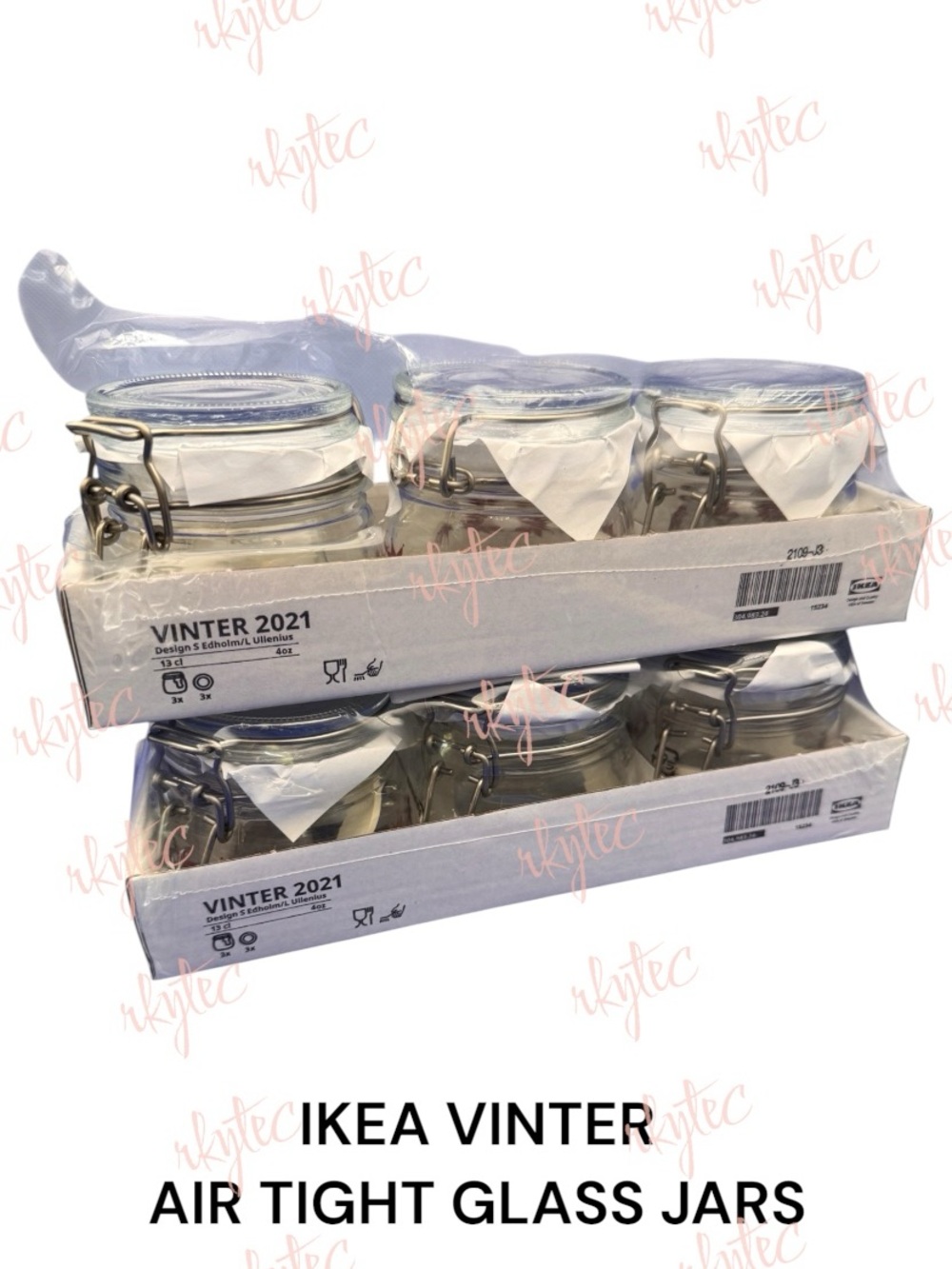IKEA VINTER 2021 Glass Storage Jars Clamp Lids Snowflake Set of 6 - 4 oz